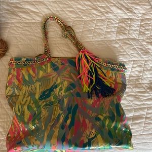 Lilly Pulitzer bag. Bright colors with cork inside
